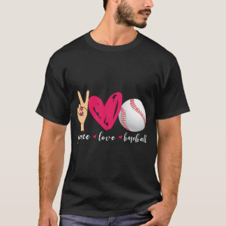 野球大好きな人へのプレゼントに 平和 愛 野球 ファニーベースボール Tシャツ