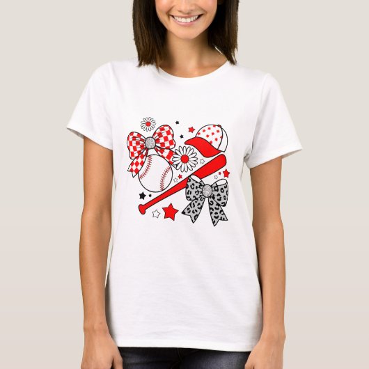 野球女子 野球カジュアル おしゃれ ベースボール スパンコール Tシャツ (正面)