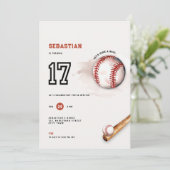 野球好きなティーンのための17歳の誕生日パーティーの招待状 招待状 (スタンド正面)