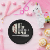 野球好きな人へのプレゼントに Eat Sleep Baseball Repeat ペーパープレート (パーティー)