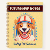 野球好きな男の子にかわいい犬の贈り物 ノートブック (正面)