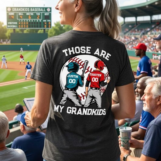 野球好きな祖母のための子供たちのカスタマイズ トライブレンドＴシャツ