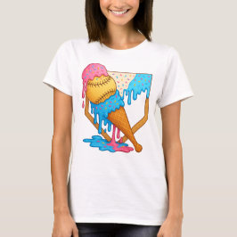 野球姉弟ドリップアイスクリームベースボール Tシャツ