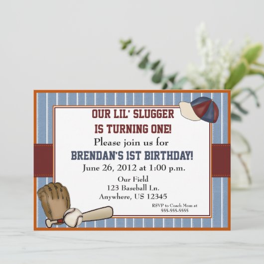 野球子供の誕生日招待状 招待状 (スタンド正面)