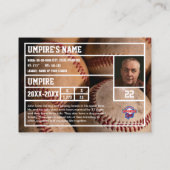 野球審判員退職記念物取引カード コーリングカード (裏面)