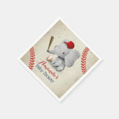 野球少年かわいい象の赤ちゃんシャワー スタンダードカクテルナプキン (角)