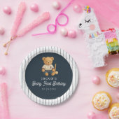 野球少年くまの1歳の誕生日 ペーパープレート (パーティー)