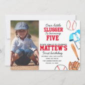 野球少年の誕生日の写真の招待 招待状 (正面)