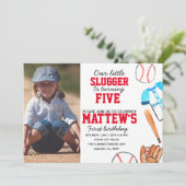 野球少年の誕生日の写真の招待 招待状 (スタンド正面)