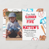 野球少年の誕生日の写真の招待 招待状 (正面/裏面)