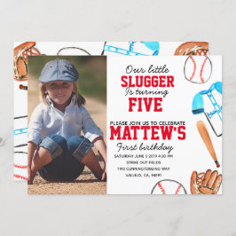 野球少年の誕生日の写真の招待 招待状