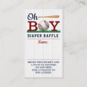 野球少年の赤ちゃんシャワーおむつラッフル エンクロージャーカード (正面)