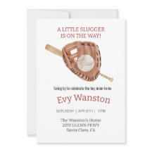 野球少年の赤ちゃんシャワーの招待状