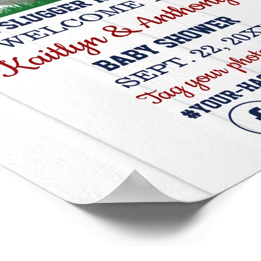 野球少年の赤ちゃんシャワー歓迎サイン ポスター (角)