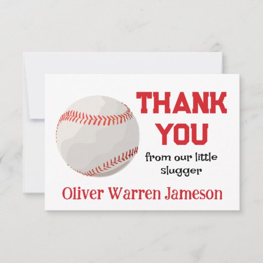 野球少年の赤ちゃんシャワー サンキューカード (正面)
