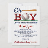 野球少年の赤ちゃんシャワー サンキューカード (正面)