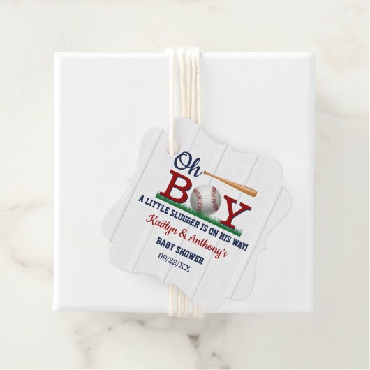 野球少年の赤ちゃんシャワー フェイバータグ (インサイチュ)