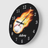 野球少年の部屋パーソナライズされた ラージ壁時計 (傾斜)