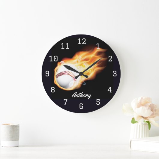 野球少年の部屋パーソナライズされた ラージ壁時計 (ホーム)