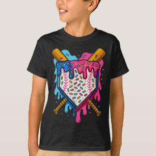 野球少年アイスクリームドリップ野球 Tシャツ