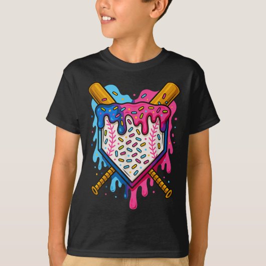 野球少年アイスクリームドリップ野球 Tシャツ (正面)