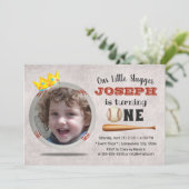 野球少年カスタムの写真1歳のパーティー 招待状 (スタンド正面)