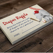 野球少年ゾウ赤ちゃんシャワーおむつラッフル エンクロージャーカード