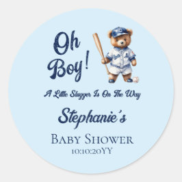 野球少年ベイビーシャワー かわいいクマ ラウンドシール