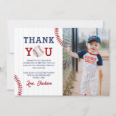 野球少年誕生日パーティーの写真 サンキューカード (正面)