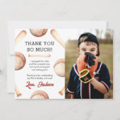 野球少年誕生日パーティーの写真 サンキューカード (正面)