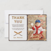 野球少年誕生日写真サンキューカード サンキューカード (正面)