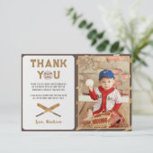 野球少年誕生日写真サンキューカード サンキューカード (スタンド正面)