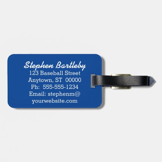 野球帽こうもりのダパーソナライズされたイヤモンド名 ラゲッジタグ (裏面横)
