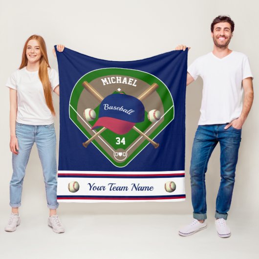 野球帽こうもりダイヤモンドネーム番号チーム フリースブランケット (インサイチュ)