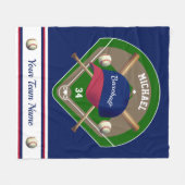 野球帽こうもりダイヤモンドネーム番号チーム フリースブランケット (正面(横))