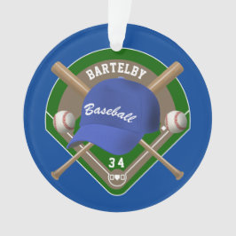 野球帽こうもりパーソナライズされたダイヤモンド名番号 オーナメント