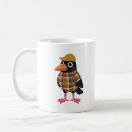 野球帽をかぶったかわいいカラスのマグカップ コーヒーマグカップ