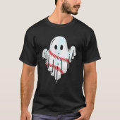 野球幽霊ボーイズ野球恋人レトロハロウィーン Tシャツ (正面)