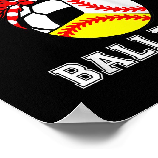 野球忙しのボールを盛り上げおもしろいるボール ポスター (角)