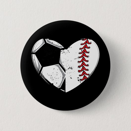 野球愛好家ハート サッカー選手 ギフト チームコーチ 缶バッジ (正面)