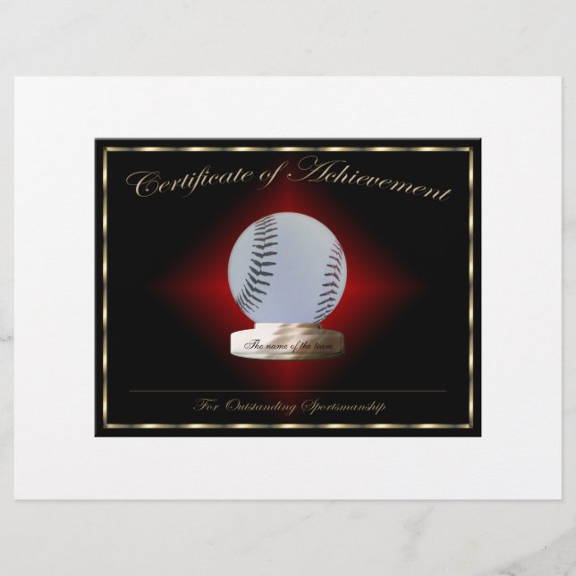 野球成績証明書 (正面)