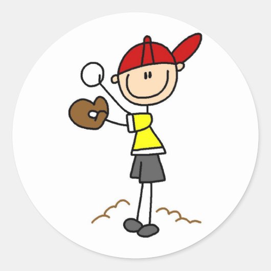 野球投手ステッカー ラウンドシール (正面)