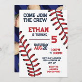 野球招待状誕生日パーティー編集可能RSVP 招待状 (正面/裏面)