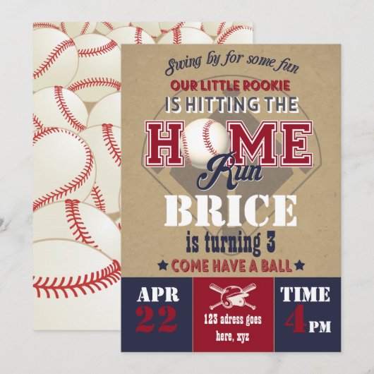 野球招待状 招待状 (正面/裏面)