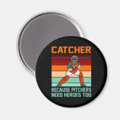 野球捕手投手スポーツ選手の恋人コーチ マグネット (正面/裏面)