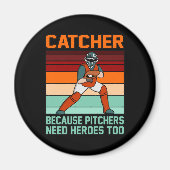 野球捕手投手スポーツ選手の恋人コーチ マグネット (正面)