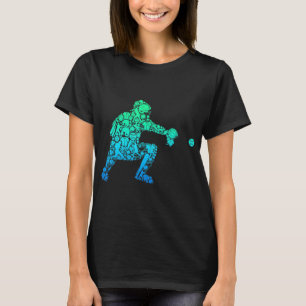 野球捕手選手青年男子キッズボーイズ Tシャツ