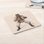 野球捕手 スクエアペーパーコースター (アングル)