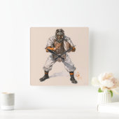 野球捕手 スクエア壁時計 (ホーム)