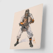 野球捕手 スクエア壁時計 (傾斜)